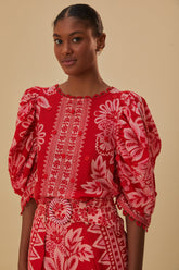 Flora Tapestry Red Blouse – FARM Rio