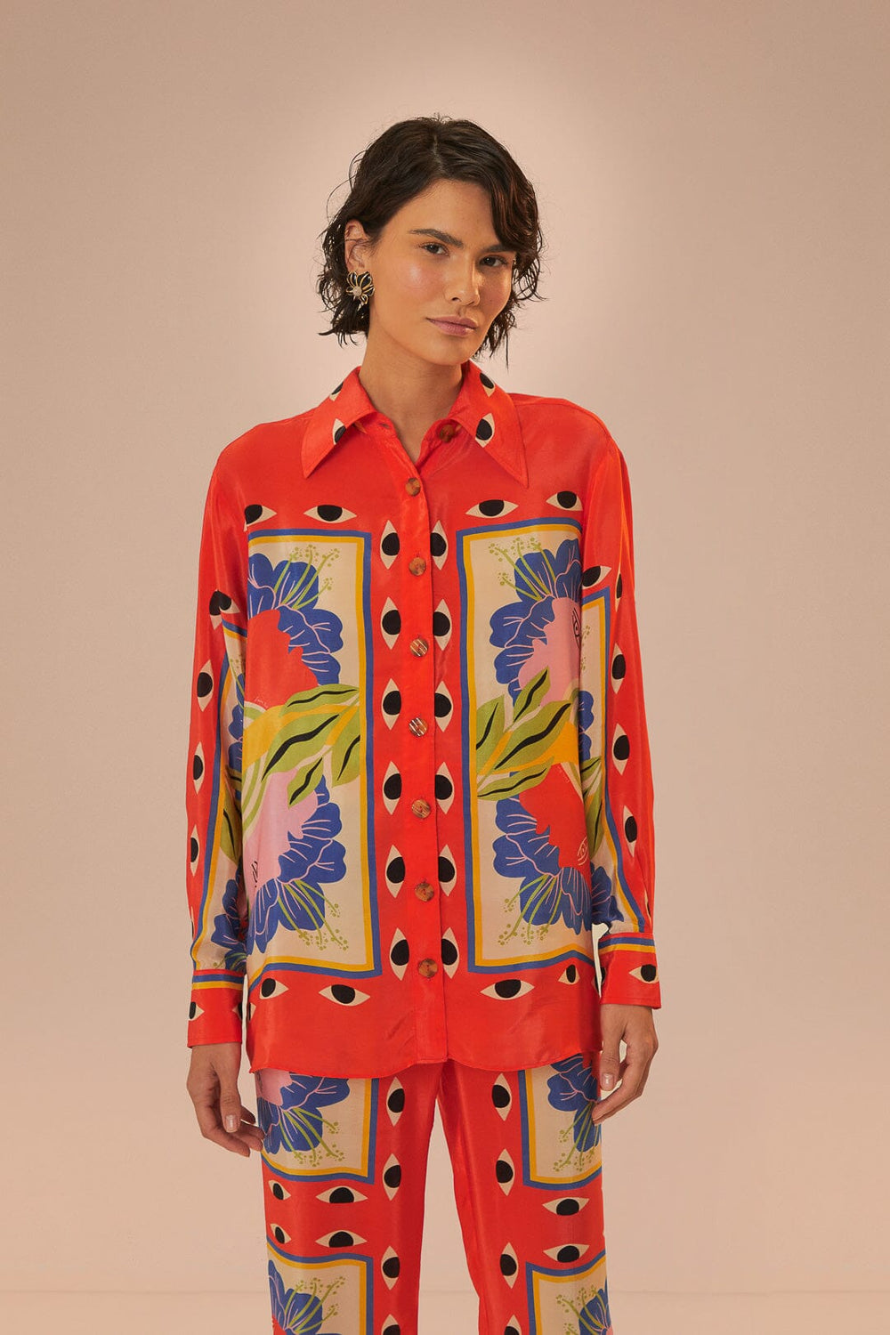 Sand Surreal Scarf Pajama Shirt – FARM Rio