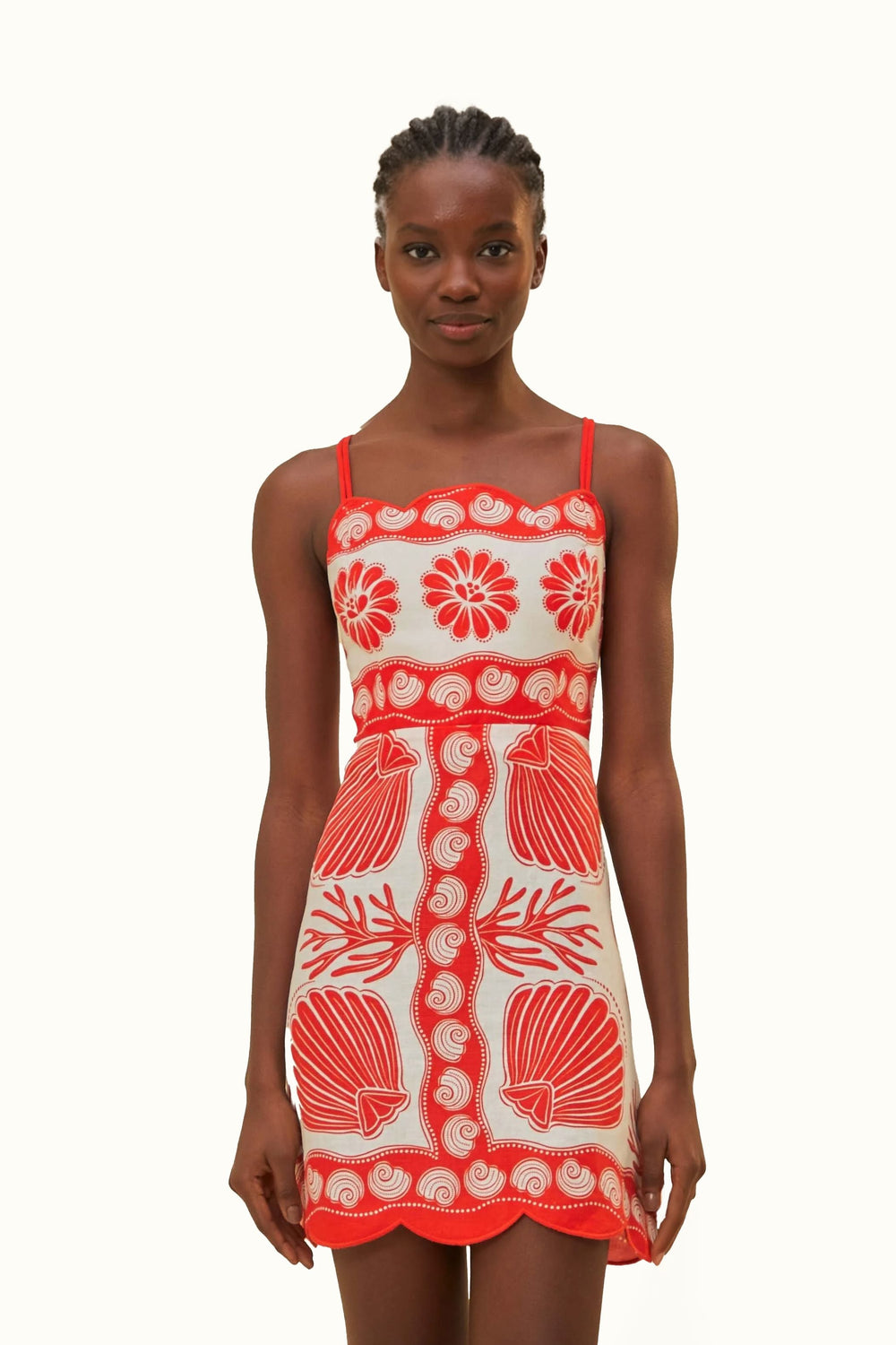 White Ainika Shell Euroflax™ Premium Linen Mini Dress – FARM Rio