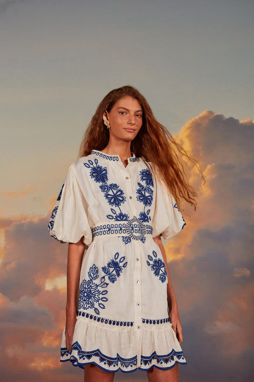 White Richelieu Euroflax™ Premium Linen Mini Dress – FARM Rio