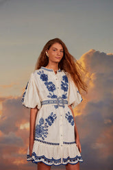 White Richelieu Euroflax™ Premium Linen Mini Dress – FARM Rio