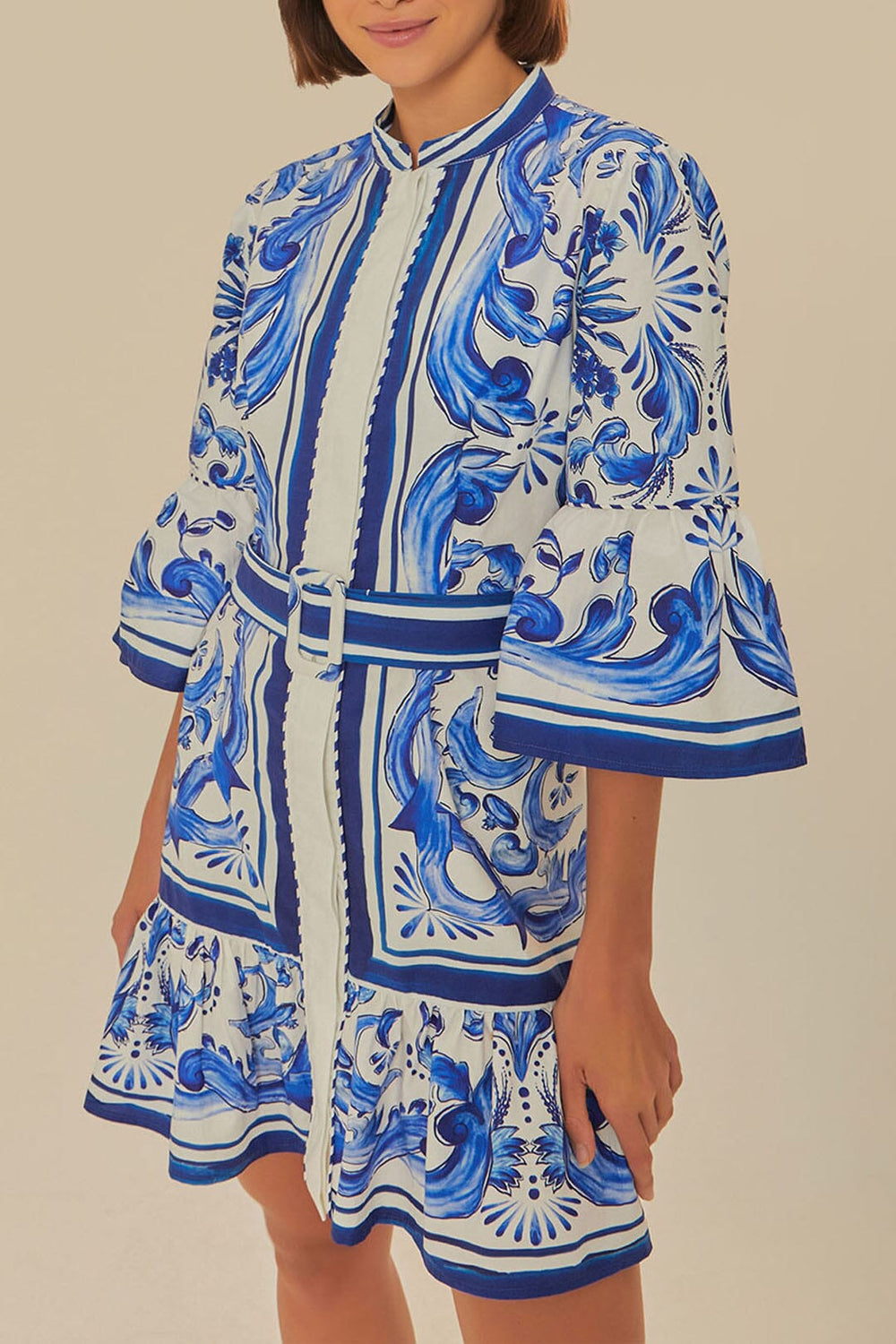 Off-White Garden Tiles Mini Dress – FARM Rio