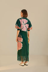 Green Honolulu Flowers Fringe Maxi Skirt – FARM Rio