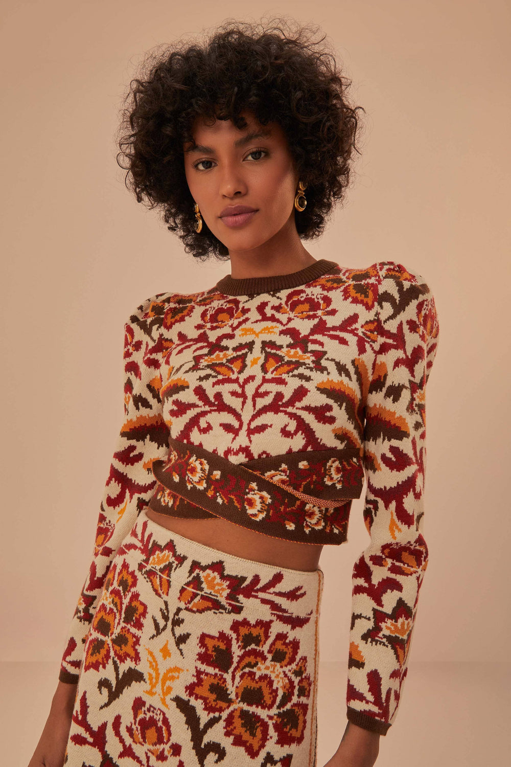 Cream Toucans Scarf Knit Top – FARM Rio