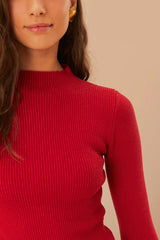 High Neck Burgundy Knit Blouse – FARM Rio