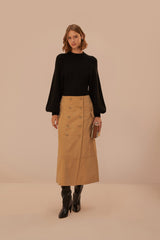 Brown Yoked Midi Skirt – FARM Rio