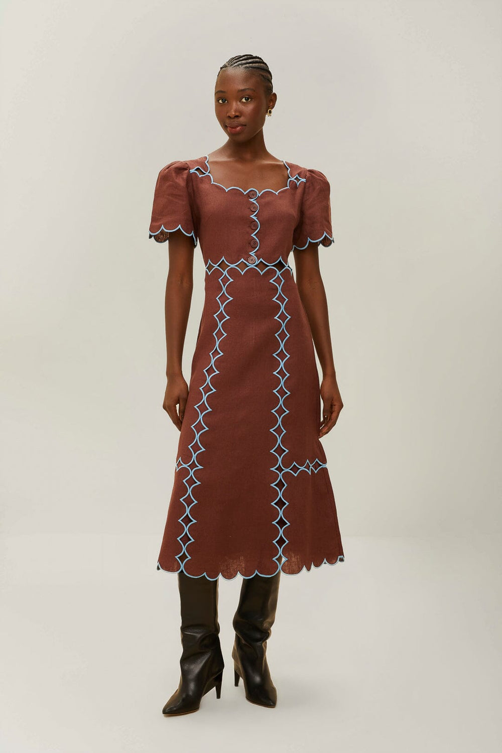 Brown Short Sleeve Euroflax™ Premium Linen Maxi Dress – FARM Rio