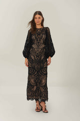 Black Nature Guipure Midi Dress – FARM Rio