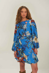 Blue Surreal Flowers Wrap LENZING™ ECOVERO™ Mini Dress – FARM Rio