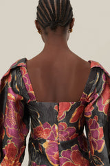 Black Shiny Chita Short Sleeve Midi Dress – FARM Rio