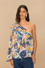 Off-White Summer Flowers 3D Rose One-Shoulder Blouse – FARM Rio