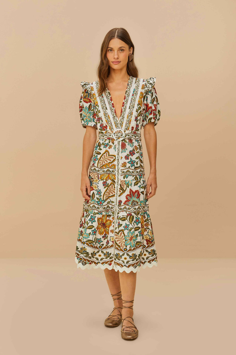 Off-White Botanicals Belted Midi Dress – FARM Rio