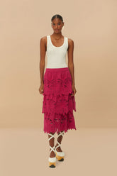 Pink Daisy Embroidered Midi Skirt – FARM Rio