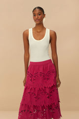 Pink Daisy Embroidered Midi Skirt – FARM Rio