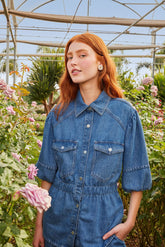 Denim Puff Sleeve Shirt – FARM Rio
