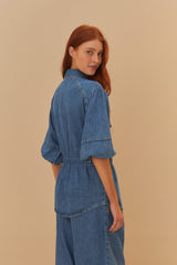 Denim Puff Sleeve Shirt – FARM Rio