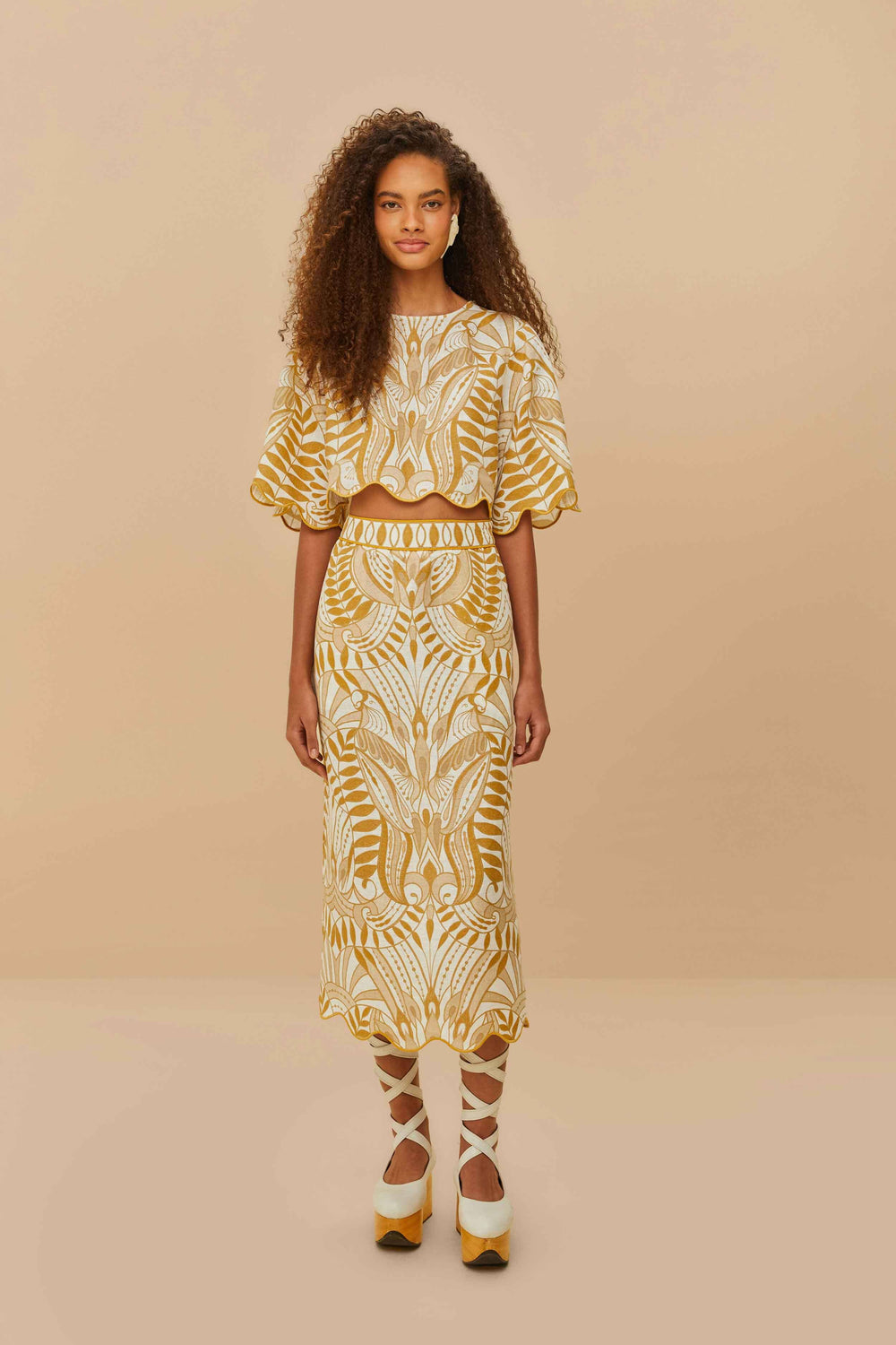 Off-White Lace Nature Euroflax™ Premium Linen Midi Skirt – FARM Rio