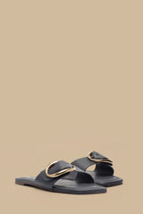 Navy Blue Organic Buckle Flat Sandal – FARM Rio