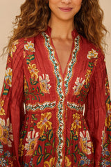 Red Garden Delight Long Sleeve Midi Dress – FARM Rio