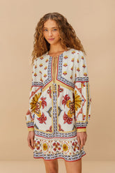 Off-White Marys Tiles LENZING™ ECOVERO™ Euroflax™ Mini Dress – FARM Rio