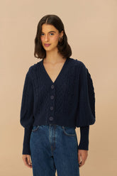 Navy Blue Mixed Stitches Knit Cardigan – FARM Rio