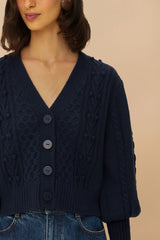 Navy Blue Mixed Stitches Knit Cardigan – FARM Rio