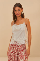 Off-White Sleeveless Lace Top – FARM Rio