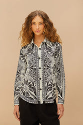 Off-White Monochrome Elegance Scarf Shirt – FARM Rio