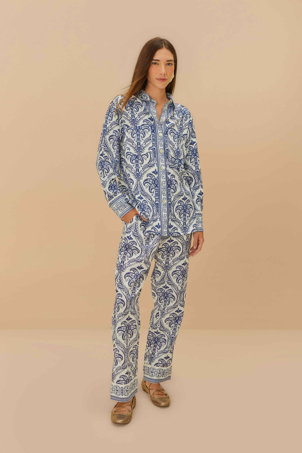 Off-White Tropical Cameo LENZING™ ECOVERO™ Euroflax™ Pajama Pants – FARM Rio