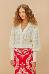 White Lace Stitch Knit Crop Cardigan – FARM Rio