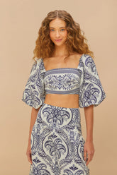 Off-White Tropical Cameo Euroflax™ Premium Linen Blouse – FARM Rio