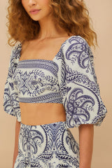 Off-White Tropical Cameo Euroflax™ Premium Linen Blouse – FARM Rio