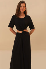 Black Cut-Out Short Sleeve Midi Dress – FARM Rio