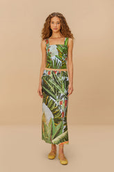 Blue Amazonia Forest Euroflax™ Premium Linen Maxi Skirt – FARM Rio