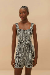 Off-White Monochrome Elegance Scarf LENZING™ ECOVERO™ Euroflax™ Romper – FARM Rio