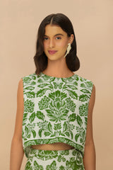 Green Delicate Tapestry LENZING™ ECOVERO™ Euroflax™ Blouse – FARM Rio