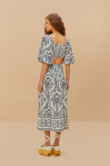 Off-White Tropical Cameo Euroflax™ Premium Linen Midi Skirt – FARM Rio