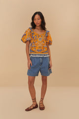 Denim Pleated Shorts – FARM Rio