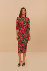 Red Dream Garden Jersey Midi Dress – FARM Rio
