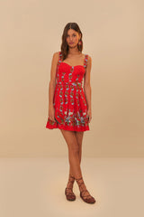 Red Sweet Bloom Bouquet LENZING™ ECOVERO™ Euroflax™ Mini Dress – FARM Rio