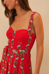 Red Sweet Bloom Bouquet LENZING™ ECOVERO™ Euroflax™ Mini Dress – FARM Rio