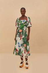 Off-White Midnight Macaw Fiesta Midi Dress – FARM Rio