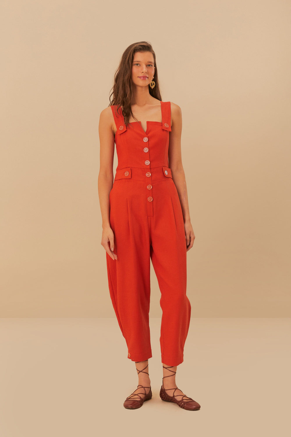 Orange Asymmetric Sleeveless Dungaree – FARM Rio