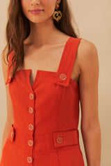 Orange Asymmetric Sleeveless Dungaree – FARM Rio