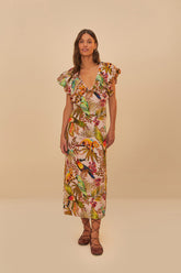 Pink Into The Jungle Euroflax™ Premium Linen Midi Dress – FARM Rio