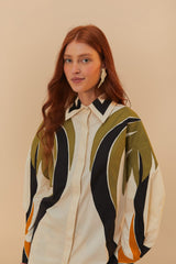 Off-White Coconut Tree Flow Pleated Blouse – FARM Rio