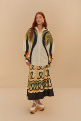 Off-White Coconut Tree Flow Pleated Blouse – FARM Rio