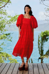 Red Pineapple Eyelet Maxi Dress – FARM Rio