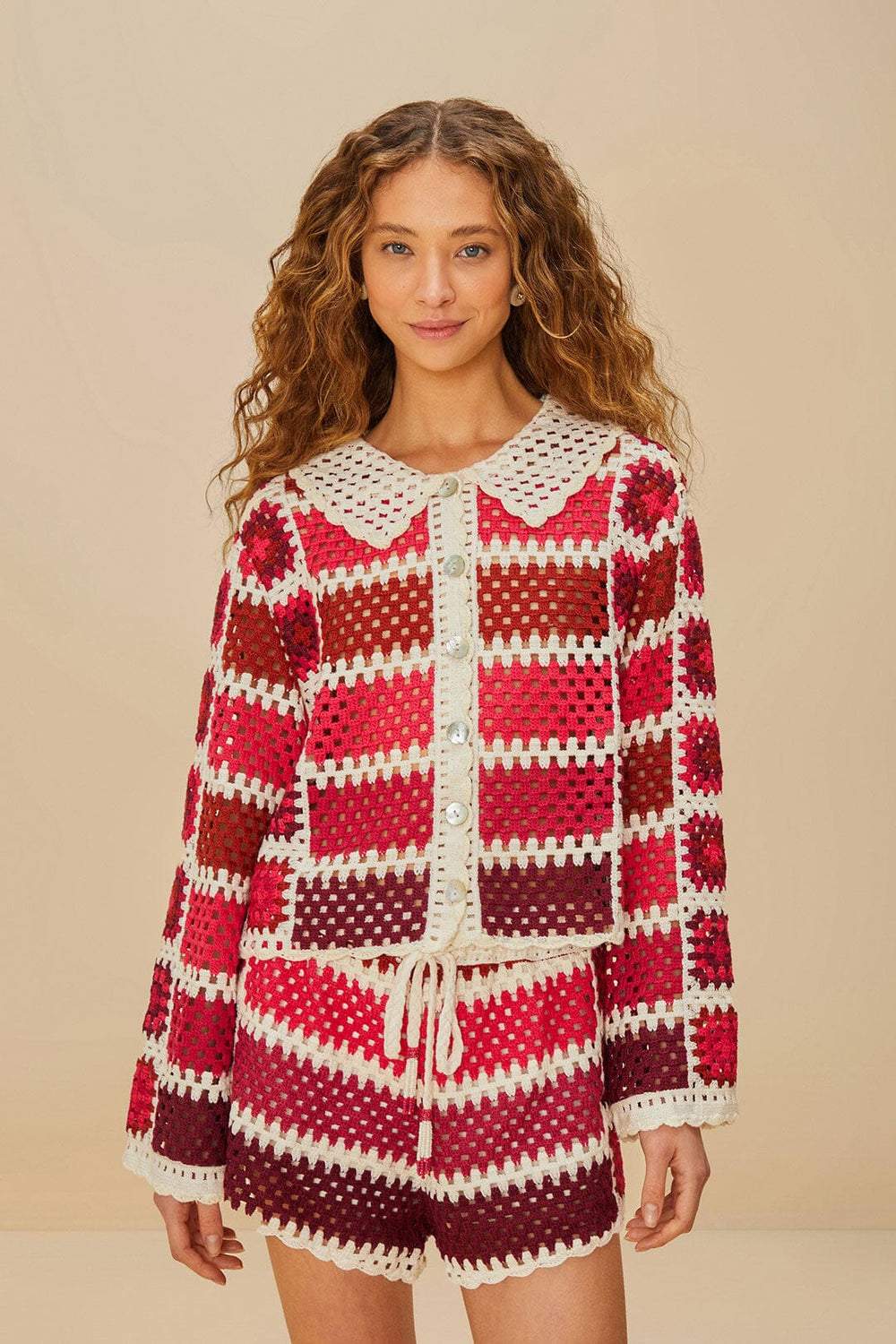 Red Colorful Crochet Tiles Shorts – FARM Rio