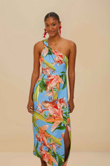 Blue Lily Bloom Euroflax™ Premium Linen Midi Dress – FARM Rio